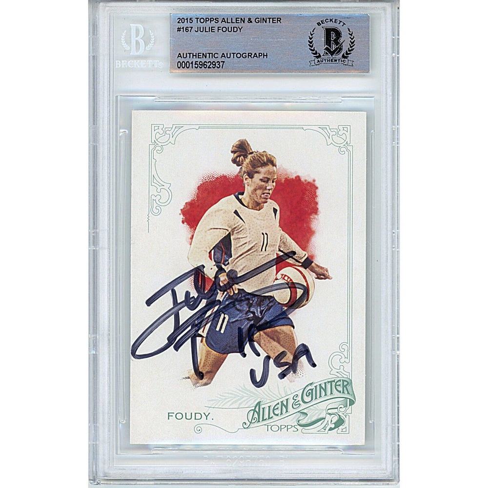 Julie Foudy Team USA Autographed 2015 Allen & Ginters Soccer Card Beckett Slab
